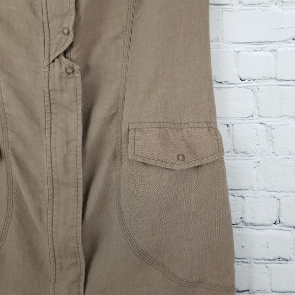 MIILLA | 100% linen wide collar zip long vest - Picture 3 of 6